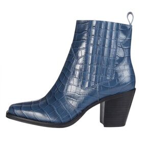 Marks & Spencer- New Women's blue leather ankle boots size 4 uk . US size 6